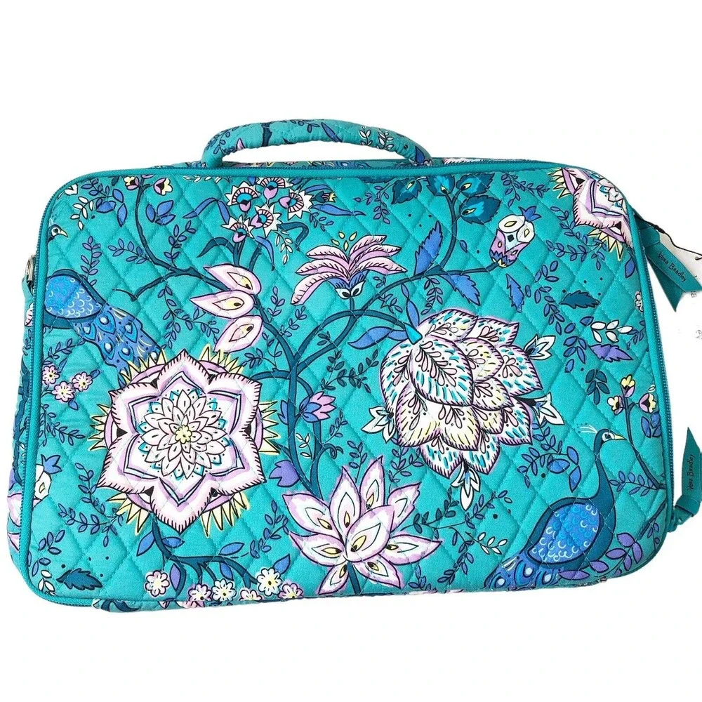 Vera Bradley NWT Laptop Workstation Quilted Crossbody Bag in Peacock Garden